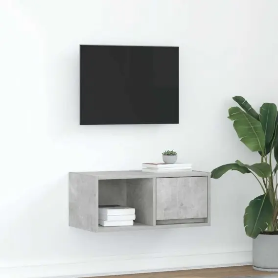 Wyjątkowa oferta Szafka RTV Beton Szary 60x31x25,5 cm Drewno klejone Lumarko! Lumarko! - Hurtownia wielobranżowa Lumarko